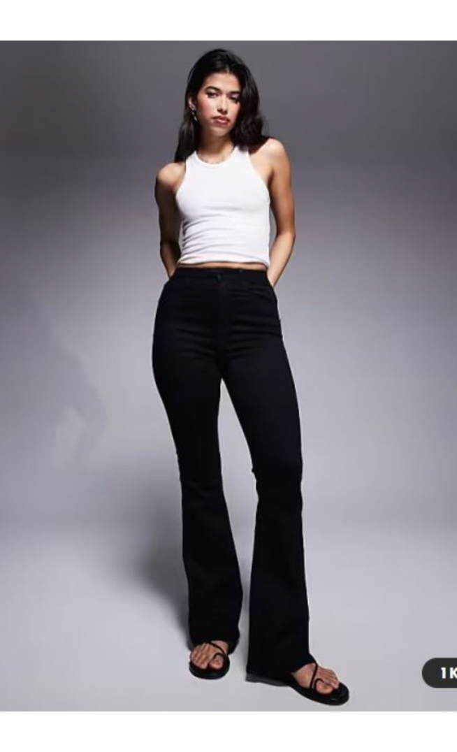 ASOS DESIGN Hourglass power stretch sculpt flare jeans in black
