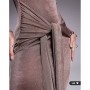 Aria Cove slinky high neck knot drape front maxi dress in mocha