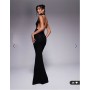 ASOS DESIGN high neck slash shoulder maxi dress with open back in black