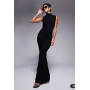 ASOS DESIGN high neck slash shoulder maxi dress with open back in black