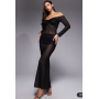 Fashionkilla glitter mesh long sleeve sheer insert ruched detail maxi dress in black