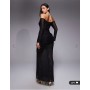 Fashionkilla glitter mesh long sleeve sheer insert ruched detail maxi dress in black