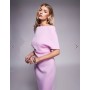 ASOS DESIGN deep bardot midi dress with cape back detail in lilac in scuba-style fabric