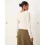 ASOS DESIGN modal wrap detail long sleeve tee in cream