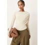 ASOS DESIGN modal wrap detail long sleeve tee in cream