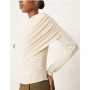 ASOS DESIGN modal wrap detail long sleeve tee in cream