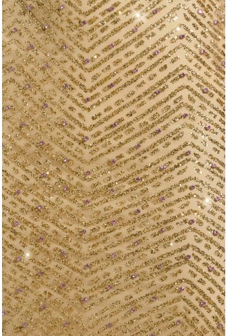 Embellished Scoop-Neck Thigh-Split Maxi Dress in Gold