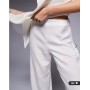 ASOS DESIGN satin straight leg co-ord trouser in cream