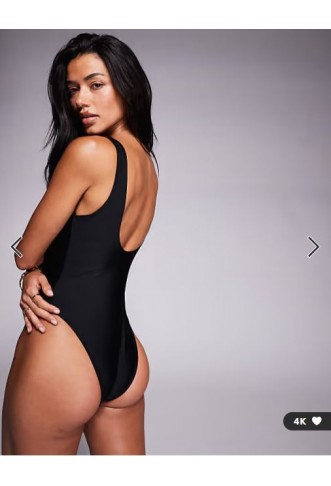 ASOS DESIGN Fuller Bust Revenge sculpting square neck swimsuit in black