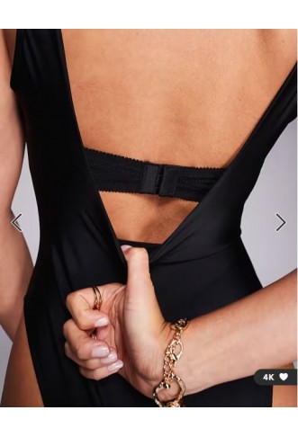 ASOS DESIGN Fuller Bust Revenge sculpting square neck swimsuit in black