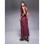 ASOS DESIGN bandeau mesh maxi dress with scarf detail in dusky pink
