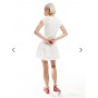 ASOS DESIGN shirred mini dress with cap sleeve in ivory
