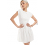 ASOS DESIGN shirred mini dress with cap sleeve in ivory
