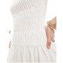 ASOS DESIGN shirred mini dress with cap sleeve in ivory