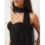 Lace & Beads scarf neck tulle corset bodysuit in black