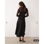 YAS hybrid high neck lace top and satin slip dress in black