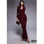 ASOS DESIGN asymmetrical angel sleeve maxi dress in burgundy