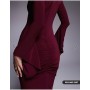 ASOS DESIGN asymmetrical angel sleeve maxi dress in burgundy