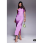 ASOS DESIGN satin one shoulder flutter sleeve midi dress in pink lilac