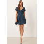 ASOS DESIGN tea mini chiffon dress with ruffle hem in dark green