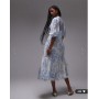 & Other Stories midaxi dress with volume sleeves and shirred bodice detail in blue floral print