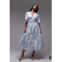 & Other Stories midaxi dress with volume sleeves and shirred bodice detail in blue floral print