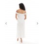 New Look frill floral mesh midi dress in white