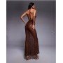 ASOS DESIGN lace halter maxi dress with twist skirt detail in red and chocolate