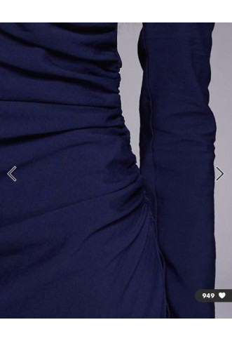 ASOS DESIGN high neck ruched side maxi dress in navy