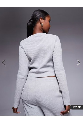 Weekend Collective cardigan heavyweight waffle in grey marl
