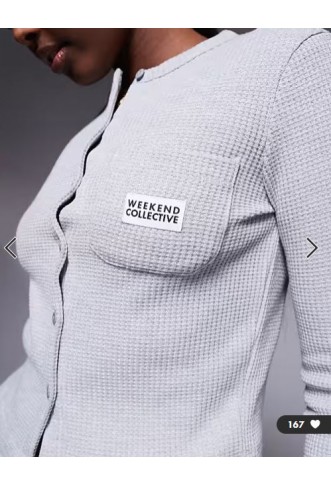 Weekend Collective cardigan heavyweight waffle in grey marl