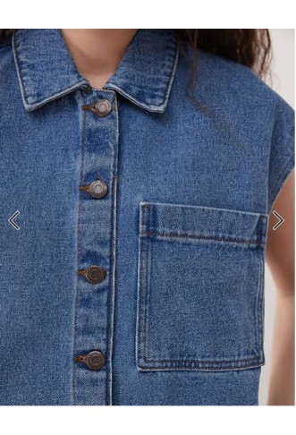 Noisy May sleeveless denim mini dress in mid blue wash