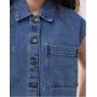 Noisy May sleeveless denim mini dress in mid blue wash