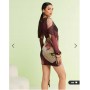 River Island asymmetric mesh tie side mini dress in burgundy