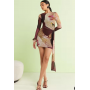 River Island asymmetric mesh tie side mini dress in burgundy