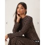 ASOS DESIGN crew neck long sleeve maxi dress in brown spot