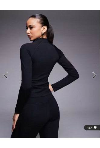 ASOS 4505 Ski thermal fleece back base layer long sleeve zip up top with sweat wicking in black