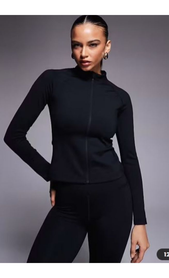ASOS 4505 Ski thermal fleece back base layer long sleeve zip up top with sweat wicking in black