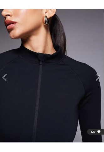 ASOS 4505 Ski thermal fleece back base layer long sleeve zip up top with sweat wicking in black