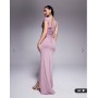 ASOS DESIGN cap sleeve with trim detail with ruching detail maxi dress in mauve
