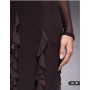 ASOS DESIGN mesh long sleeve maxi dress with waterfall ruffle skirt detail in chocolate