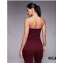 ASOS DESIGN co-ord jersey twill fold over longline bandeau top in burgundy