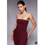 ASOS DESIGN co-ord jersey twill fold over longline bandeau top in burgundy