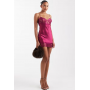 Lioness Angelic sheer lace bust detailing satin mini dress in plum