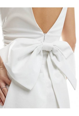 TFNC Bridal structured mini dress in bengaline with bow back detail in white | ASOS