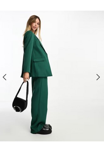 Pieces tailored blazer co-ord in dark green