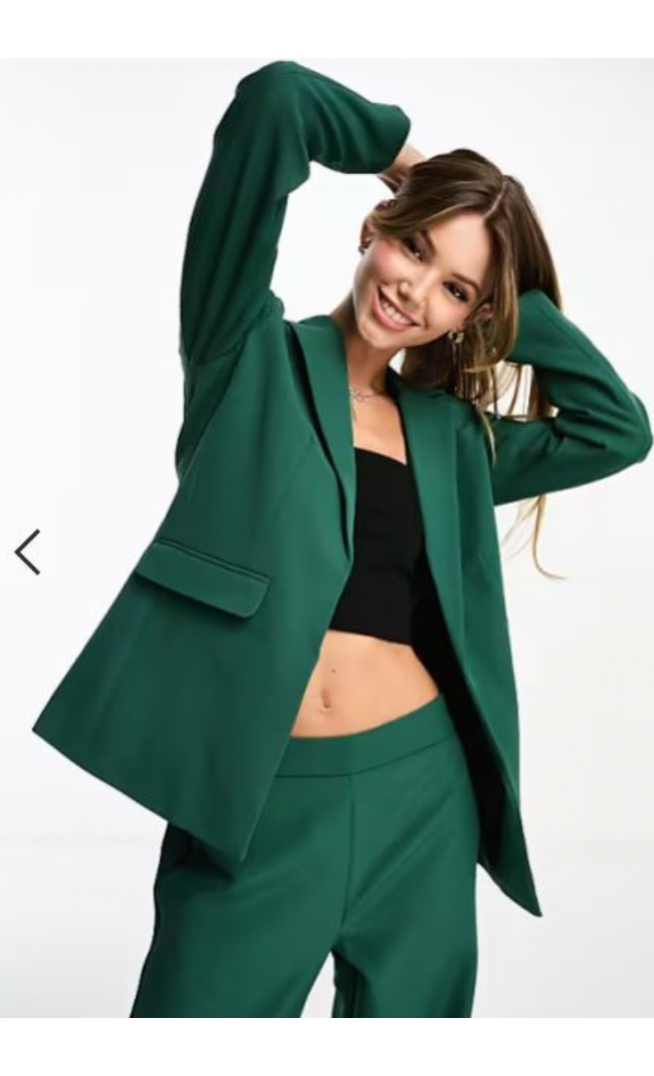 Pieces tailored blazer co-ord in dark green