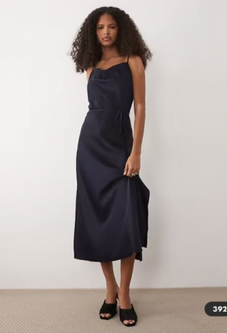 YAS satin midi cami dress...