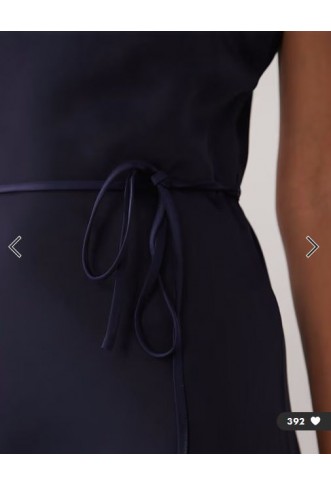 YAS satin midi cami dress with tie waist in navy
