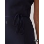 YAS satin midi cami dress with tie waist in navy